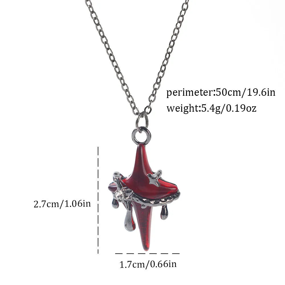Dark Halloween necklace with zinc alloy electroplated pendant showing spider web and bat designs on regular chain