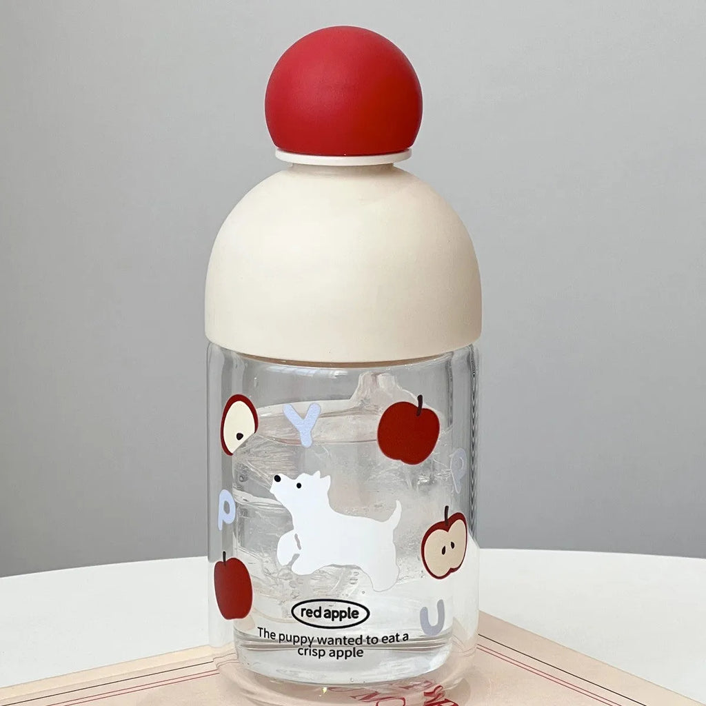 Cartoon cup with 316 stainless steel body in orange design with puppy face, 500ml capacity