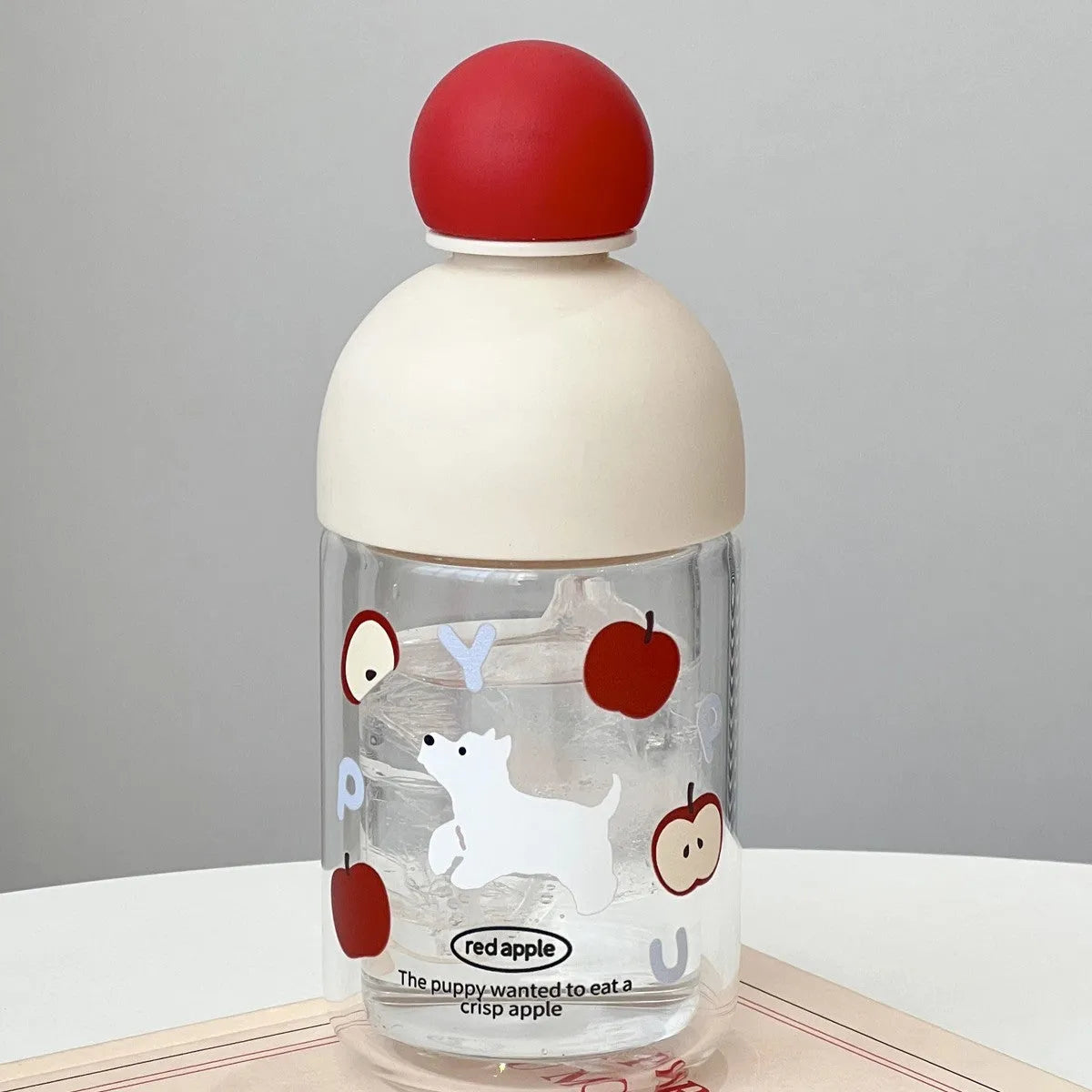 Cartoon cup with 316 stainless steel body in orange design with puppy face, 500ml capacity