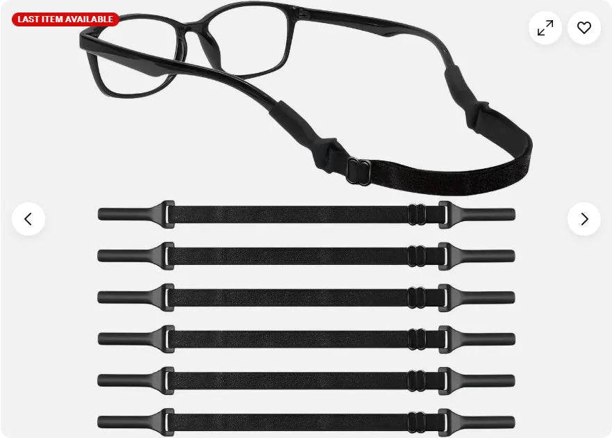 Black adjustable glasses cord with silicone anti-skid rope for adult and children eyewear retention