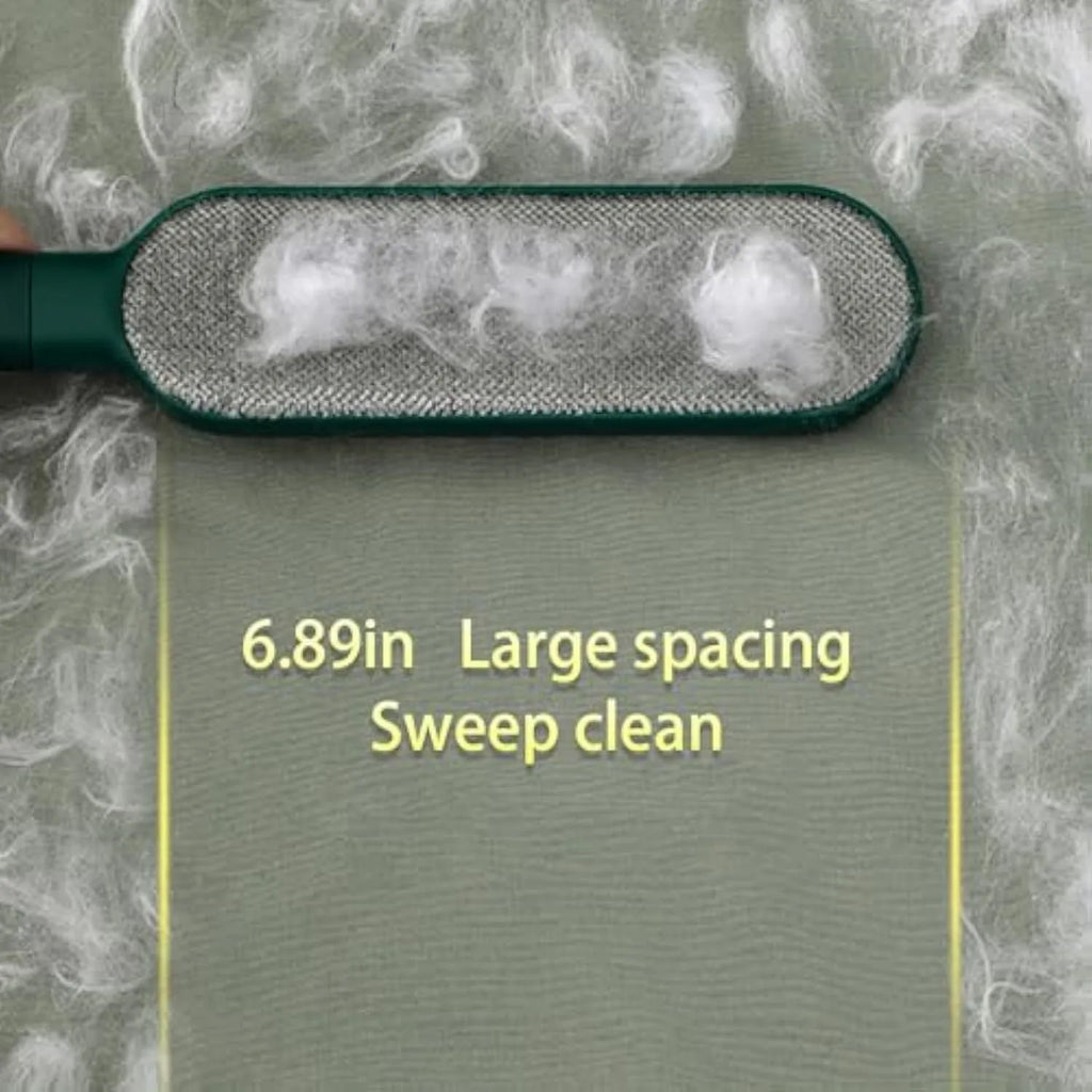 Double-sided self-cleaning pet hair removal brush in blue, green and white colour options
