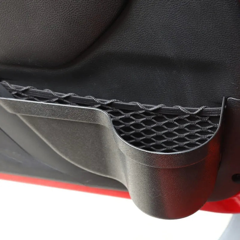 Black aluminium alloy car interior net pocket storage box with dual compartments