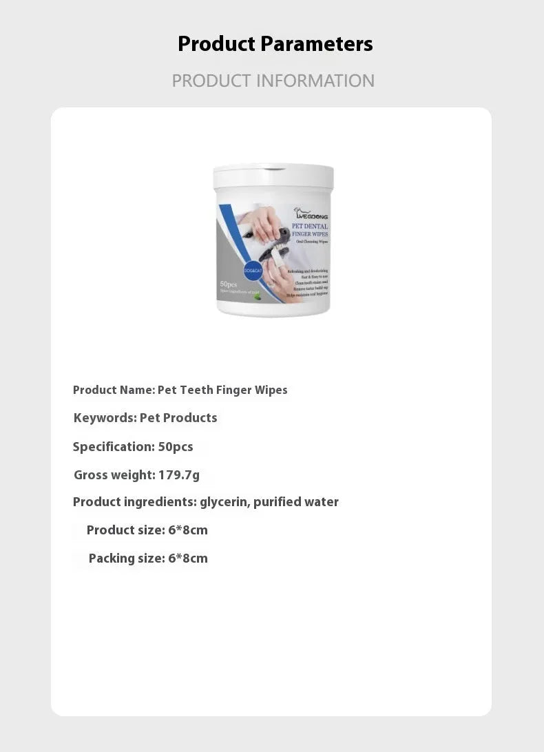 Dog dental care finger stall wipes in aluminium can with silicone brush attachment for teeth cleaning