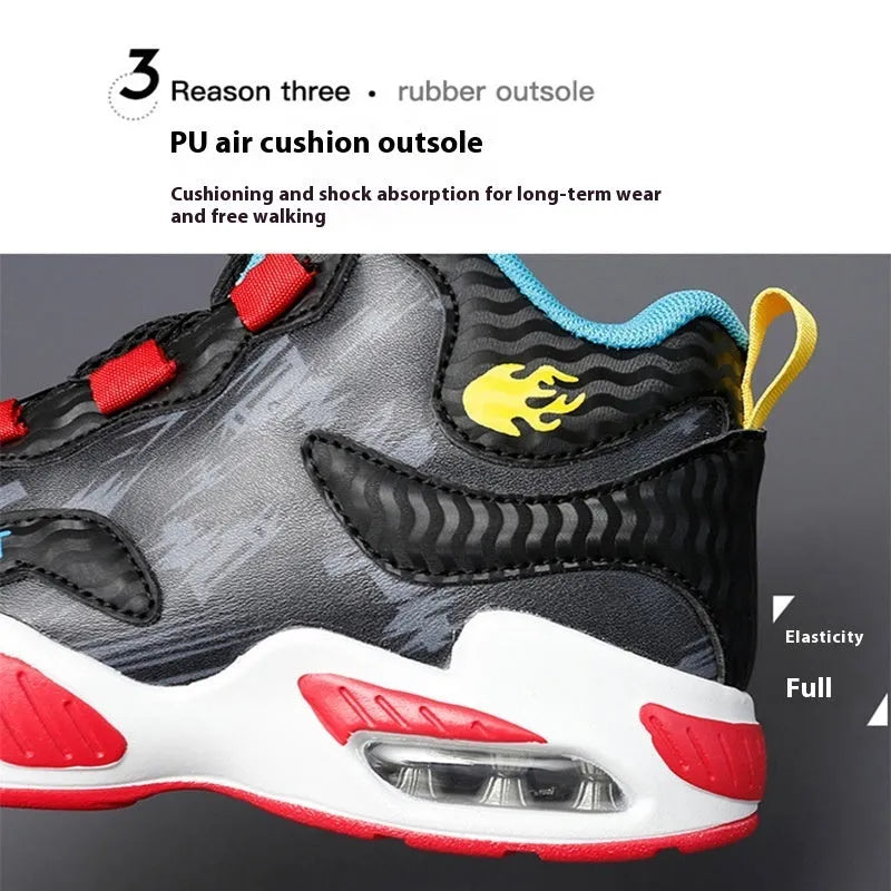 Children's rotating button fastening shoes in multiple colours with a waterproof PU sole.
