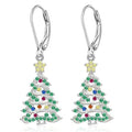 Women's Christmas tree earring pendant with star elements in white gold colour