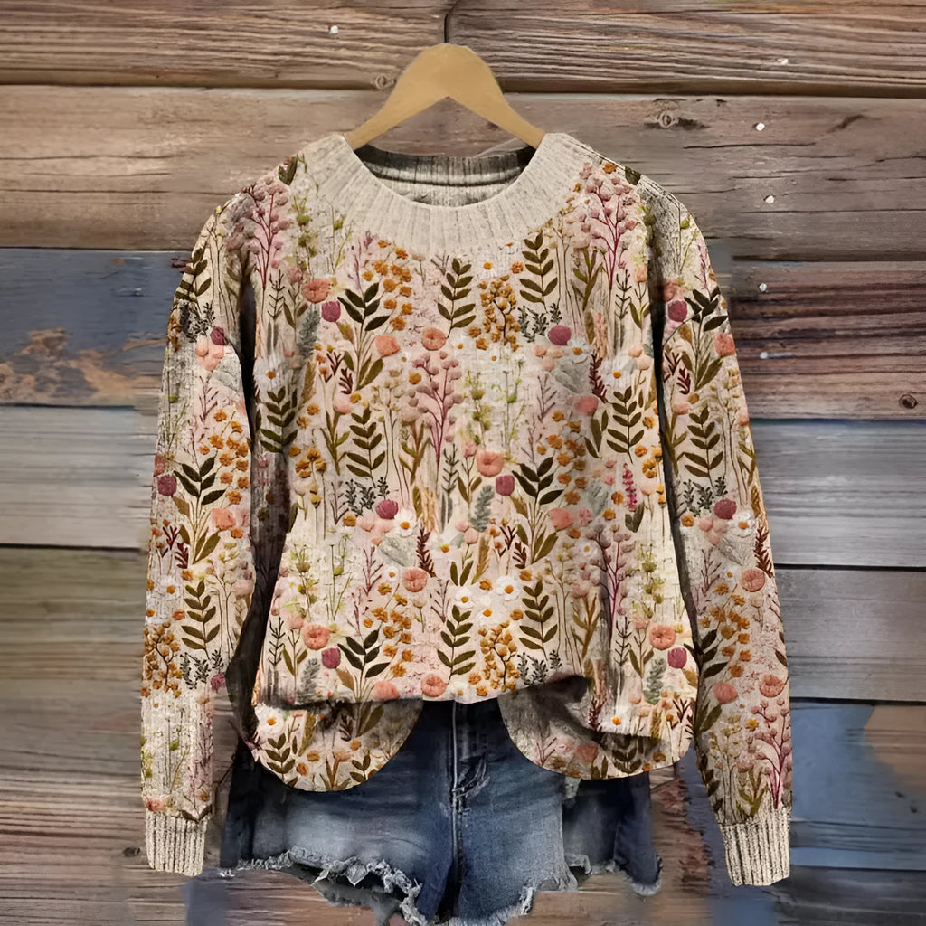 Little flower digital printed round neck sweater in polyester fibre available in multiple colours and sizes S to 4XL