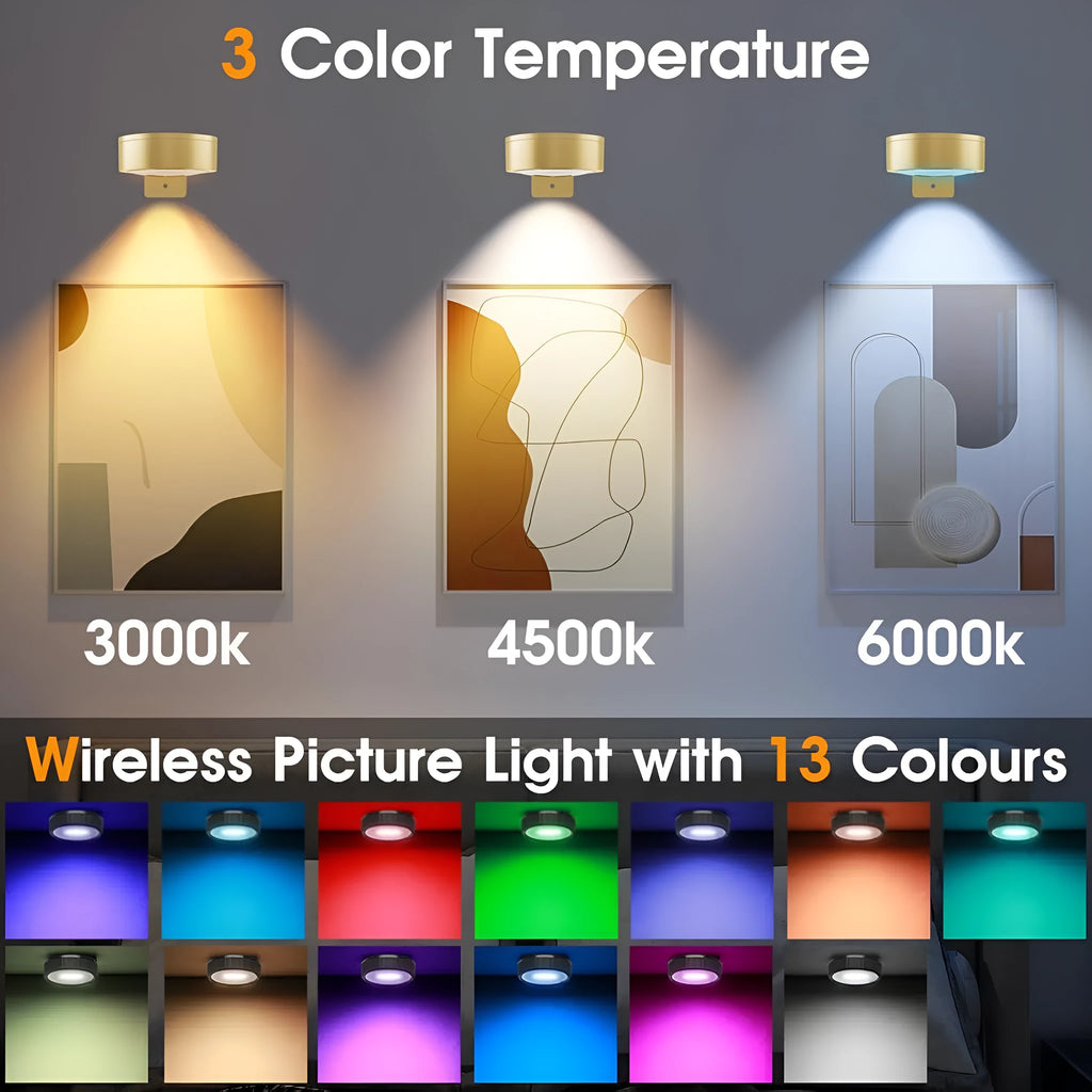Golden battery powered LED art display wall lamp with ABS PC shade and remote control
