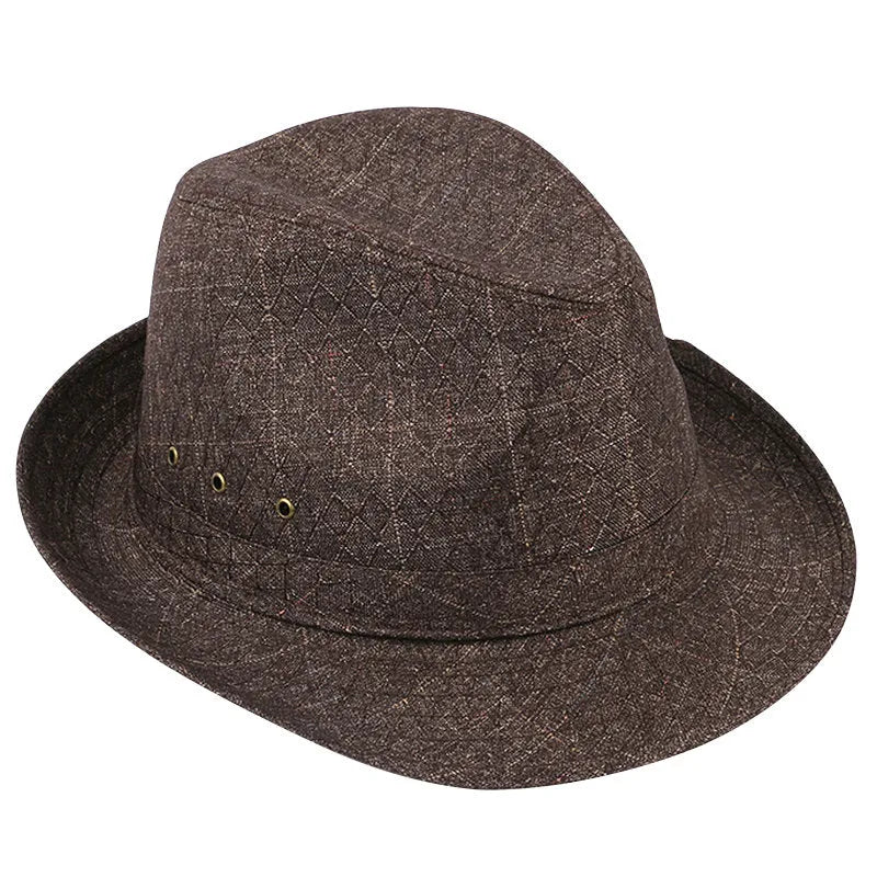 Men's fedora hat in suit material or linen available in sizes 57cm to 60cm circumference