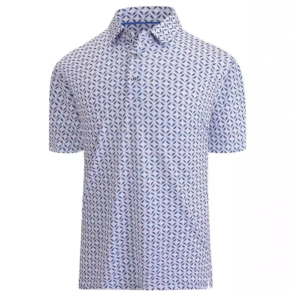 European fit men's short sleeve mesh t-shirt with 3D printed Japanese retro pattern and zipper decoration