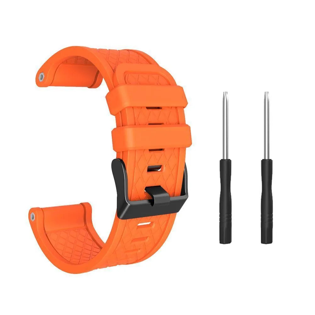 Black silicone sports watch strap with stainless steel button closure for Jiaming watches