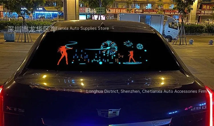Car music voice control rhythm lamp with electroluminescent panel showing themed light pattern