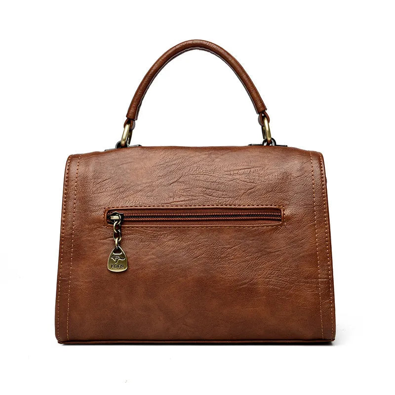 Soft PU crossbody bag for women in horizontal square shape with sandwich pocket
