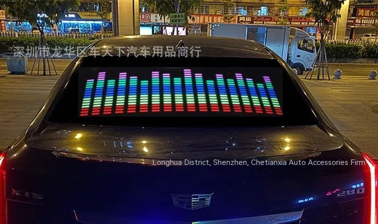 Car music voice control rhythm lamp with electroluminescent panel showing themed light pattern
