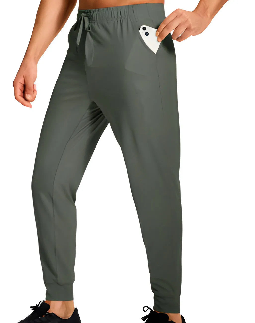 Men's loose fit polyester casual trousers in solid colour with size range from XS to 4XL