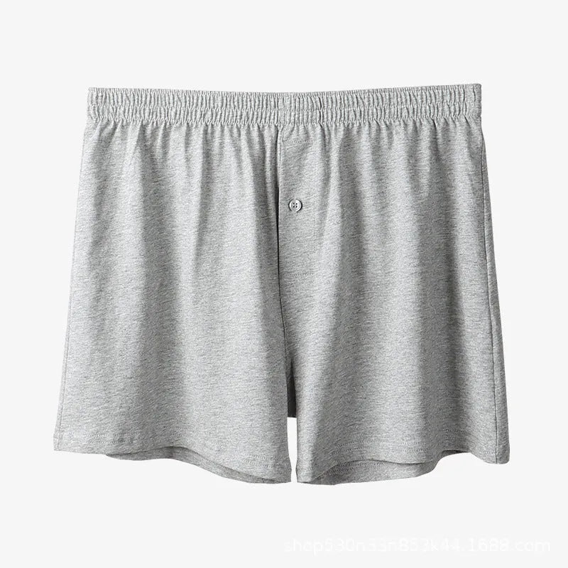 Men's pure cotton high-waist boxer shorts in light grey, navy blue and black colours