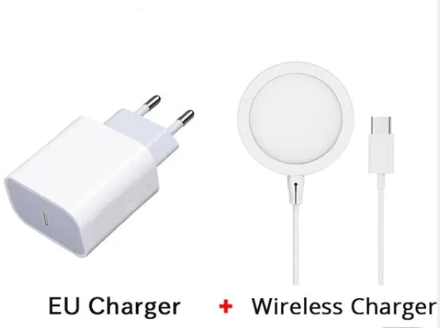 Magsafe magnetic wireless charger for iPhone 12 and 13 in silver, black, blue or red colours