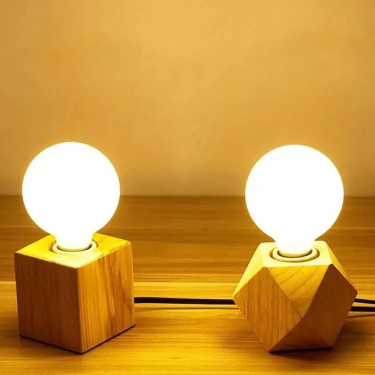 Wooden retro lamp holder in square and diamond designs with switch options measuring 75x80mm