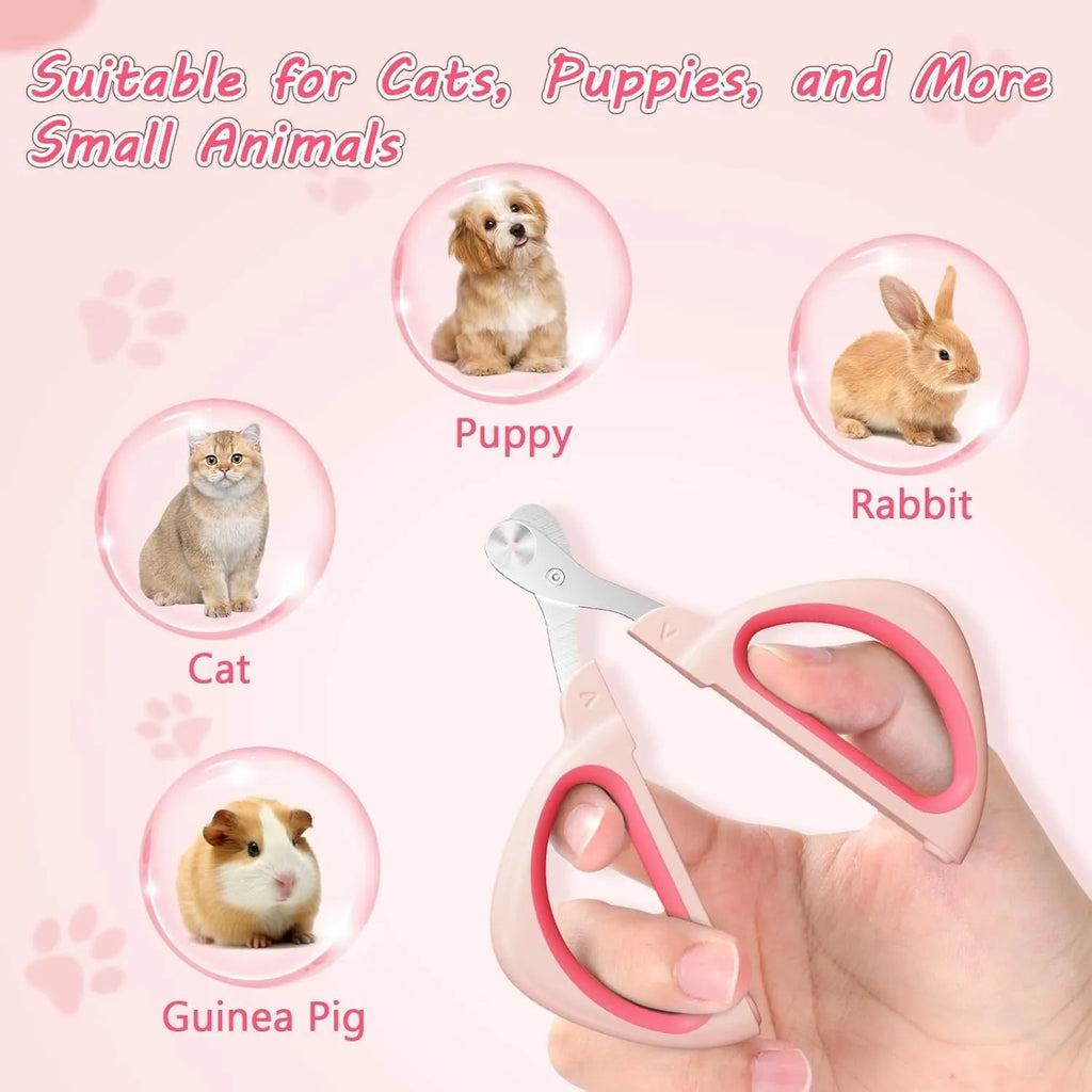 Blue pet nail clipper with positioning hole guide and non-slip handle