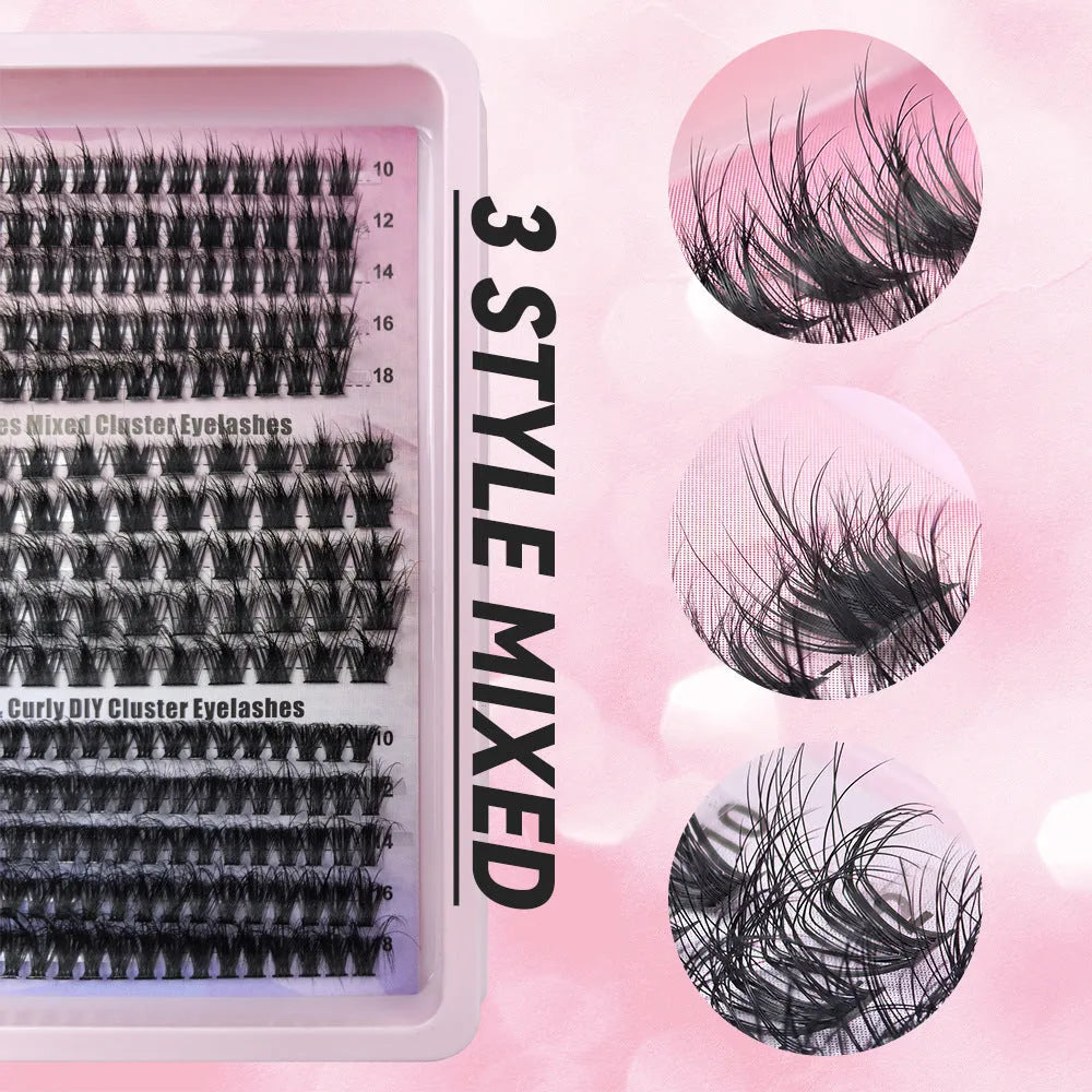 Creative large capacity messy eyelash mixed set in storage box showing five different style specifications