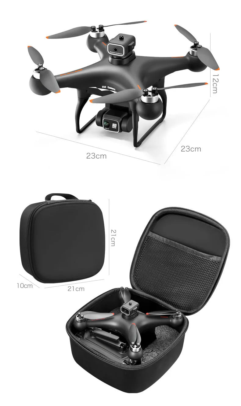 Black HD brushless UAV drone with four-side obstacle avoidance and dual camera for aerial photography training