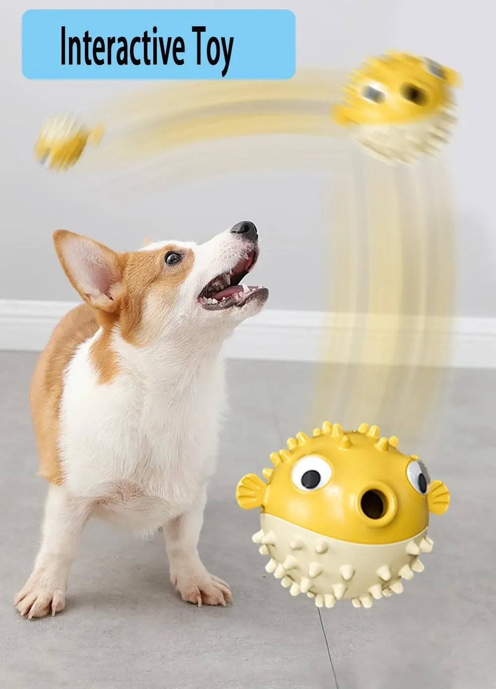 Green fish-shaped dog chew toy with raised surface particles for medium and large breed dogs