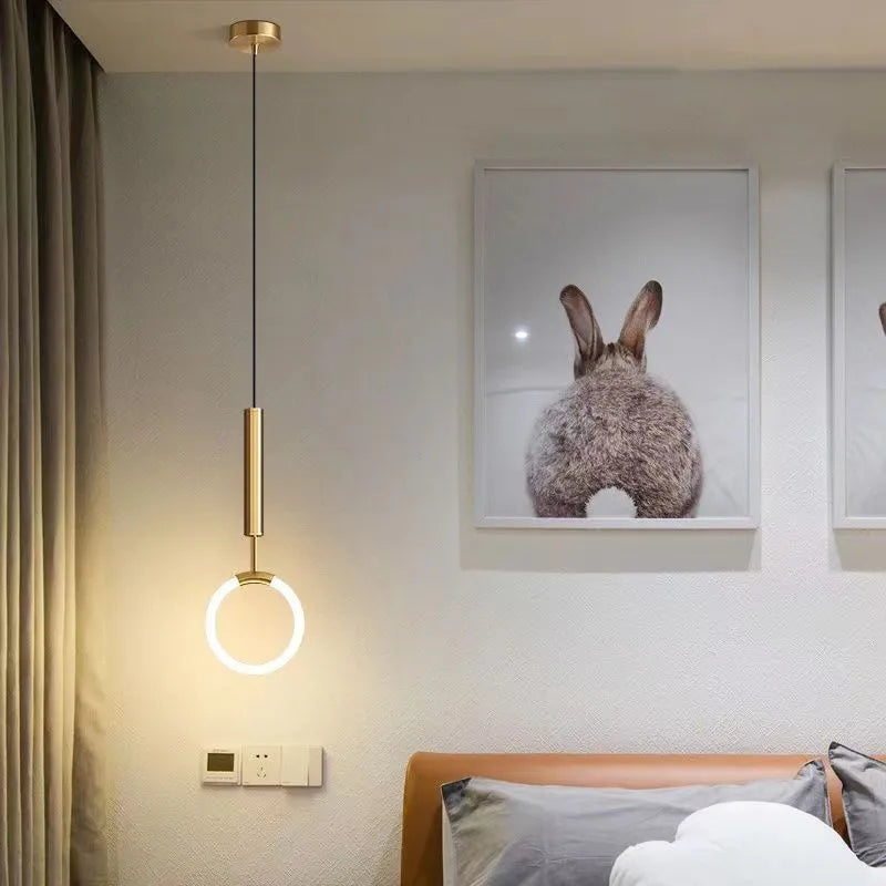 Nordic minimalist U-shaped bedside table chandelier light fixture with tri-colour dimming.
