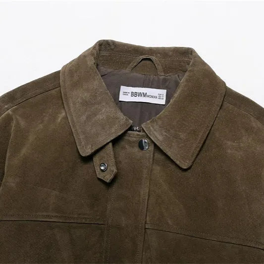 Women's casual PU fabric jacket in regular fit with Japanese Korean styling