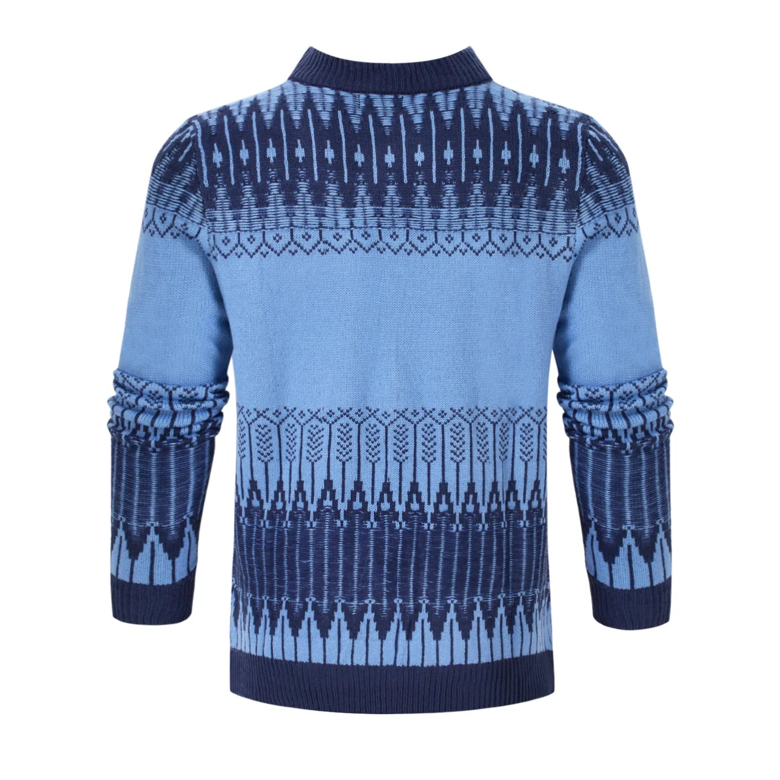 Men's cotton blend knitted pullover sweater in crew neck style with long sleeves