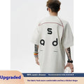 Cotton letter print short-sleeve t-shirt in loose fit with round neck