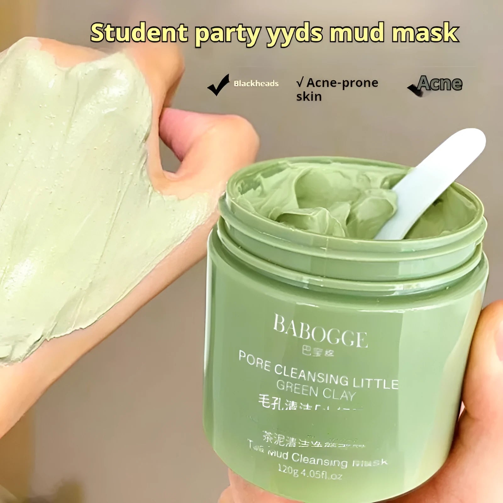 Jar of Tea Mud Cleansing Clay Mask for deep facial cleansing, 120g net weight