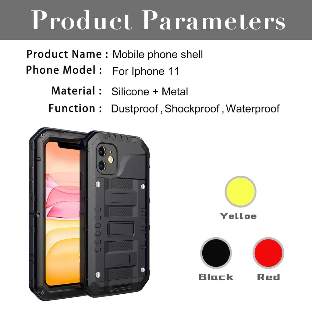 Waterproof metal diving phone case for iPhone 14 Pro Max in black