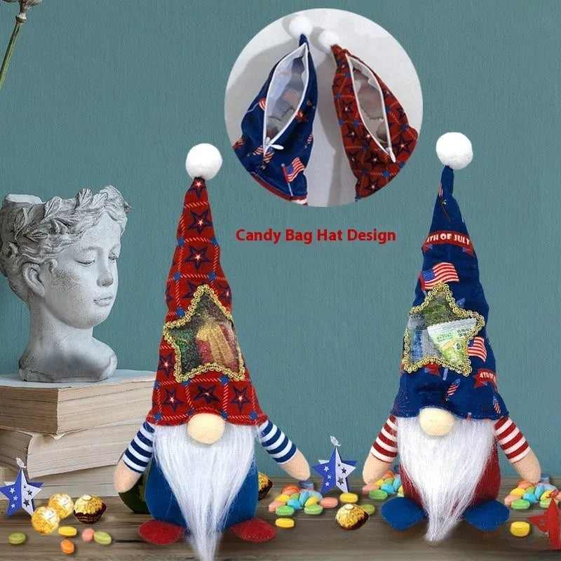 Two faceless baby doll Rudolf Christmas ornaments with suit-style design on cloth material