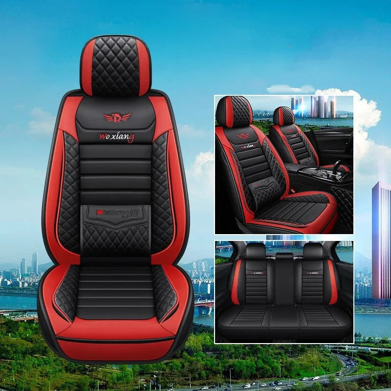 Leather car seat cushion with high elastic sponge filler in universal 65x55cm size