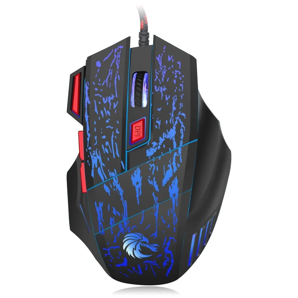 Water Crack Colourful Luminous Gaming Mouse in H300BK black with USB cable