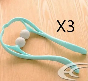 Plastic swan-shaped neck massager hand roller with adjustable stand in blue colour showing 3D floating-point massage design