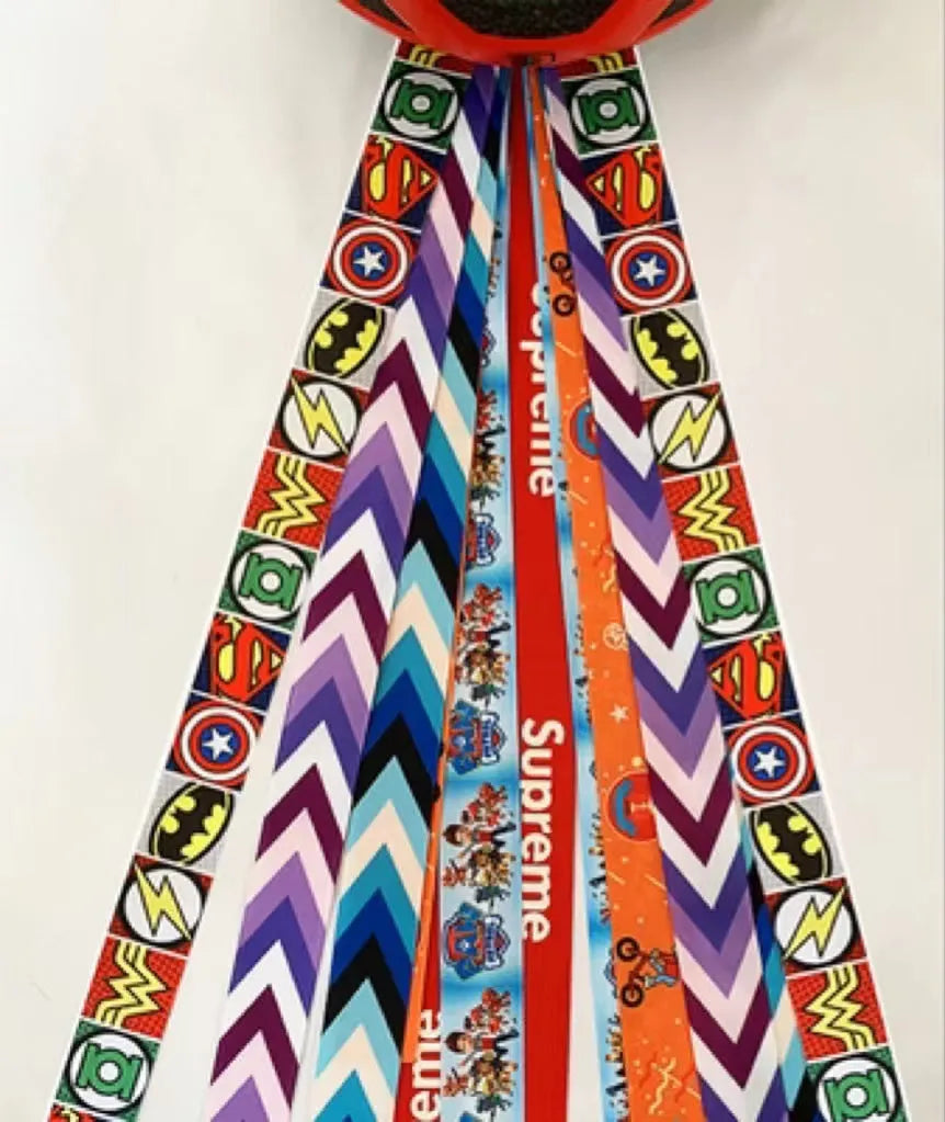 Children's helmet decorative streamer accessory in multiple colour choices for roller skating and biking