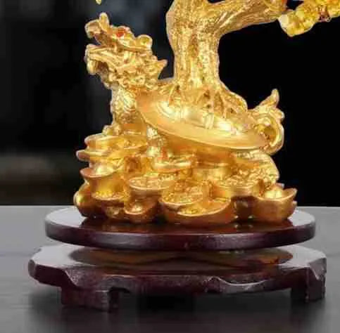 Citrine small water turtle money tree resin ornament measuring 18cm by 23cm