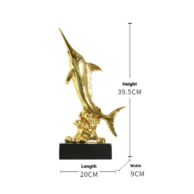 European swordfish decorative ornament made of resin in a choice of four colours.
