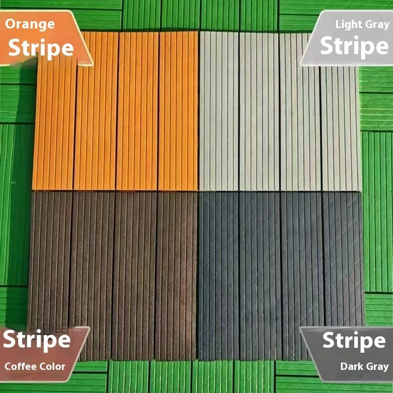 Wood grain plastic floor tiles showing splicing edges, 300mm by 300mm size