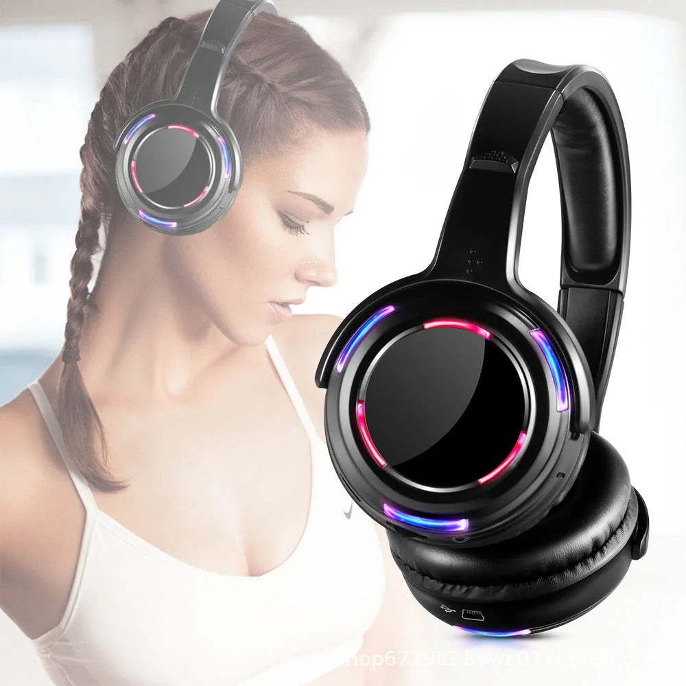 Black silent disco wireless headphones with over-ear design, 40mm speakers, and a 3-metre cable ending in a 3.5mm audio plug.