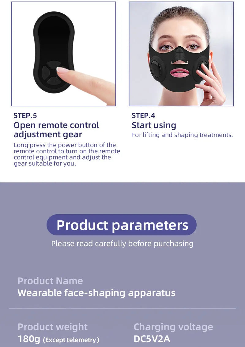 Black photon mask beauty device with USB charging port and four power modes for facial skin treatment