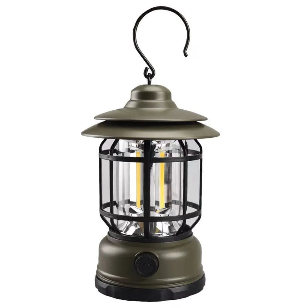 Portable camping head lamp lantern in black, dark green, or red colour options