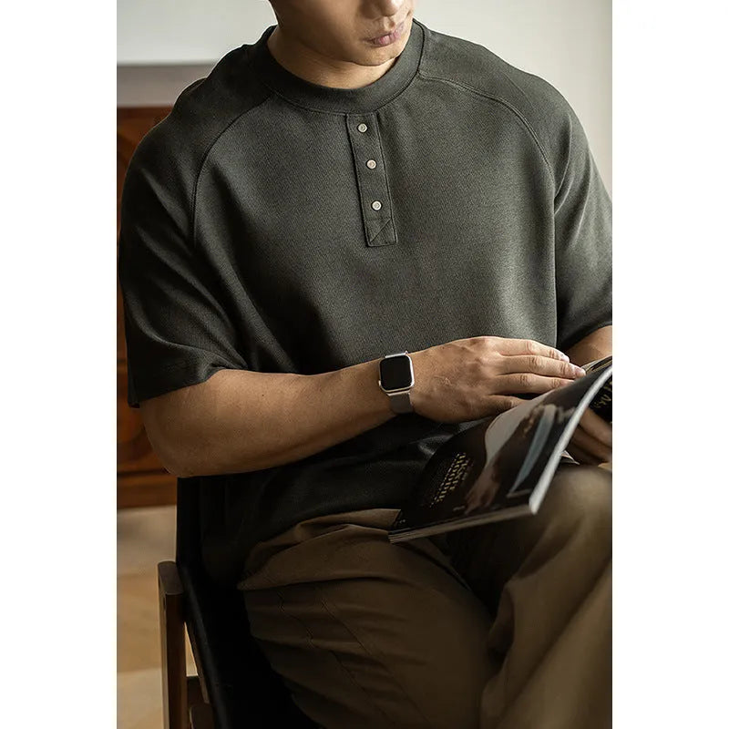 Casual loose pullover top with raglan sleeves in terry texture fabric, shown in smoky gray colour