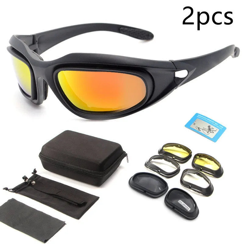 Polarized tactical sunglasses with full rim PC frame for outdoor cycling and sports