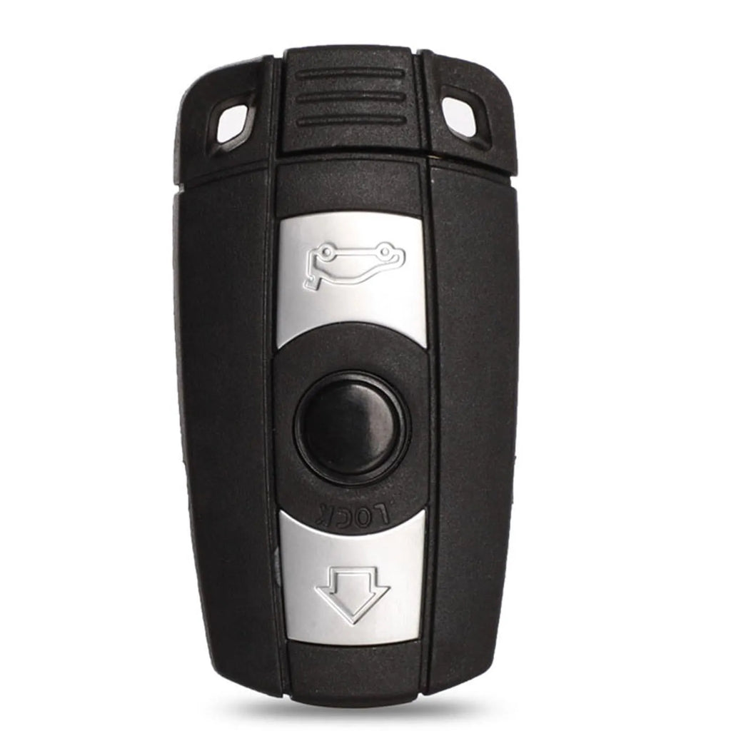BMW CAS3 semi-intelligent remote car key fob with three buttons, metal and plastic construction.
