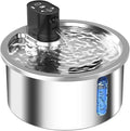 Stainless steel pet water fountain with heating base for cats and dogs in black colour option