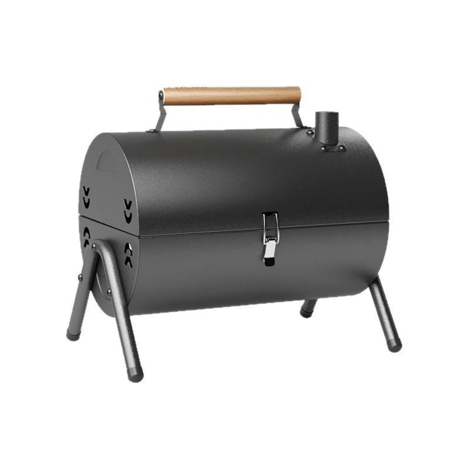 White round chimney portable charcoal grill with folding design and cooking accessories