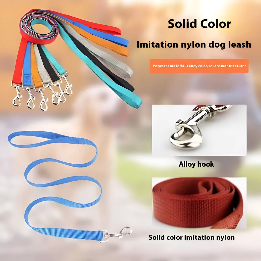 Solid colour polyester dog training rope with hand holding loop in multiple colour options