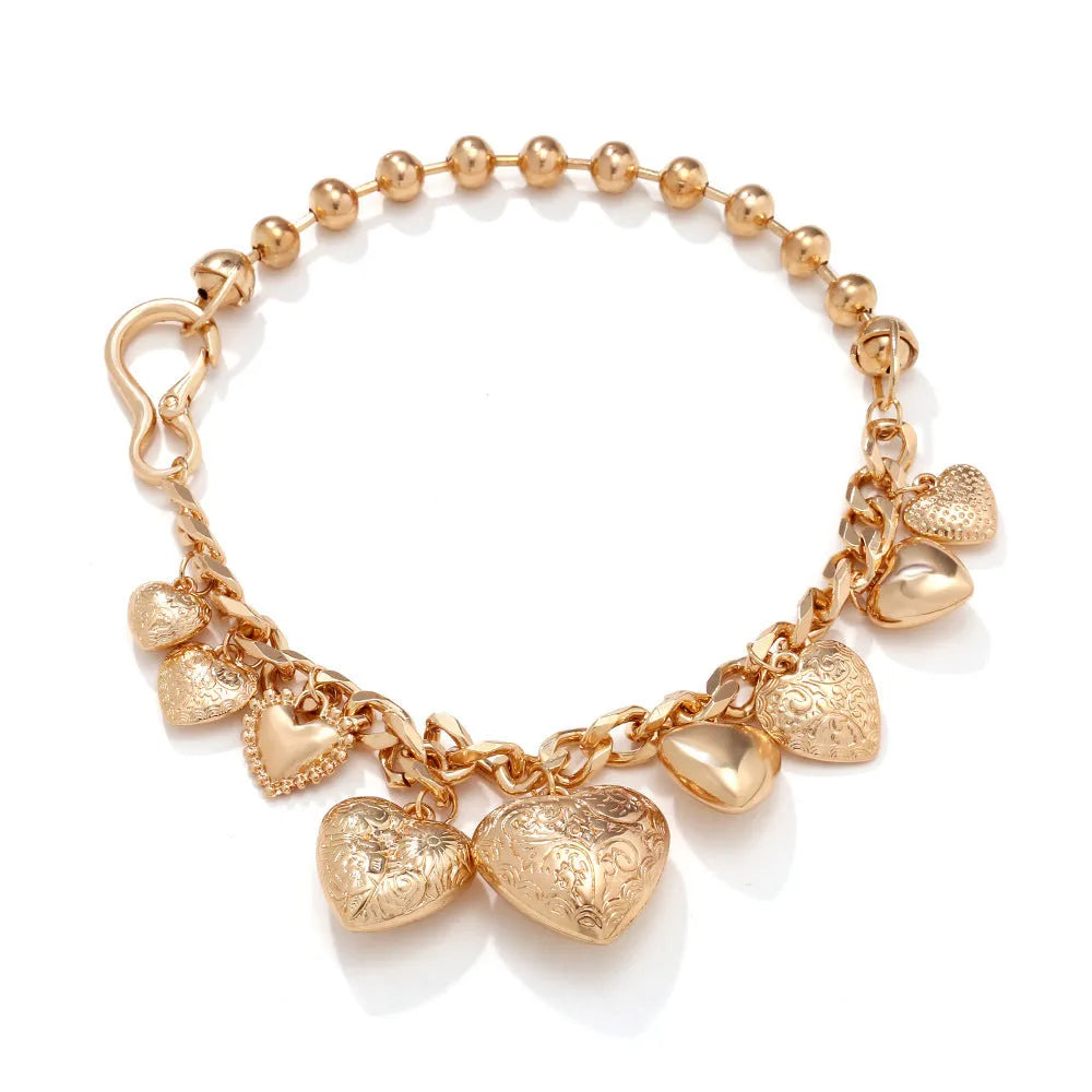 Carved heart pendant necklace with adjustable chain in gold and white K colour options