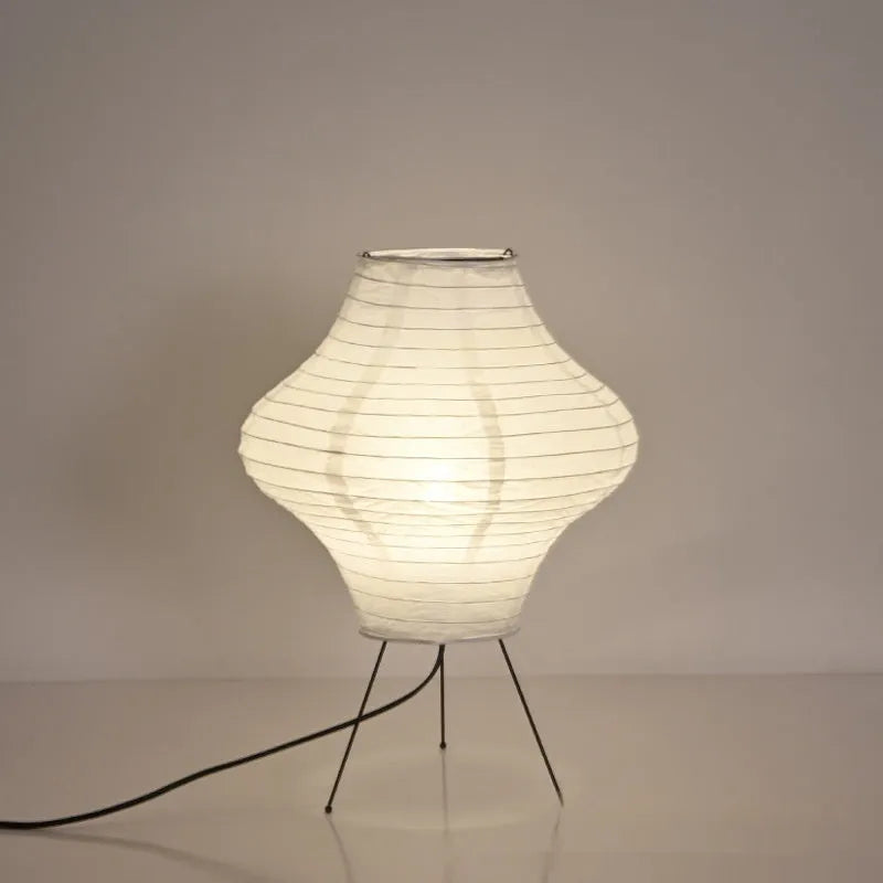 Japanese-style decorative table lamp with tricolour lighting measuring 32cm wide by 45cm tall